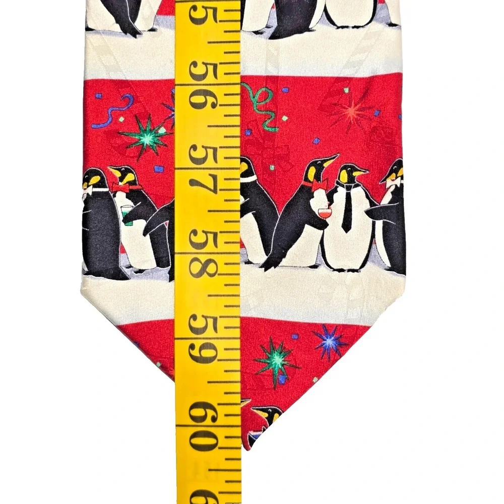 Hallmark Christmas Silk Tie Penguin‎ Yule Greetings Festive Holiday Men's